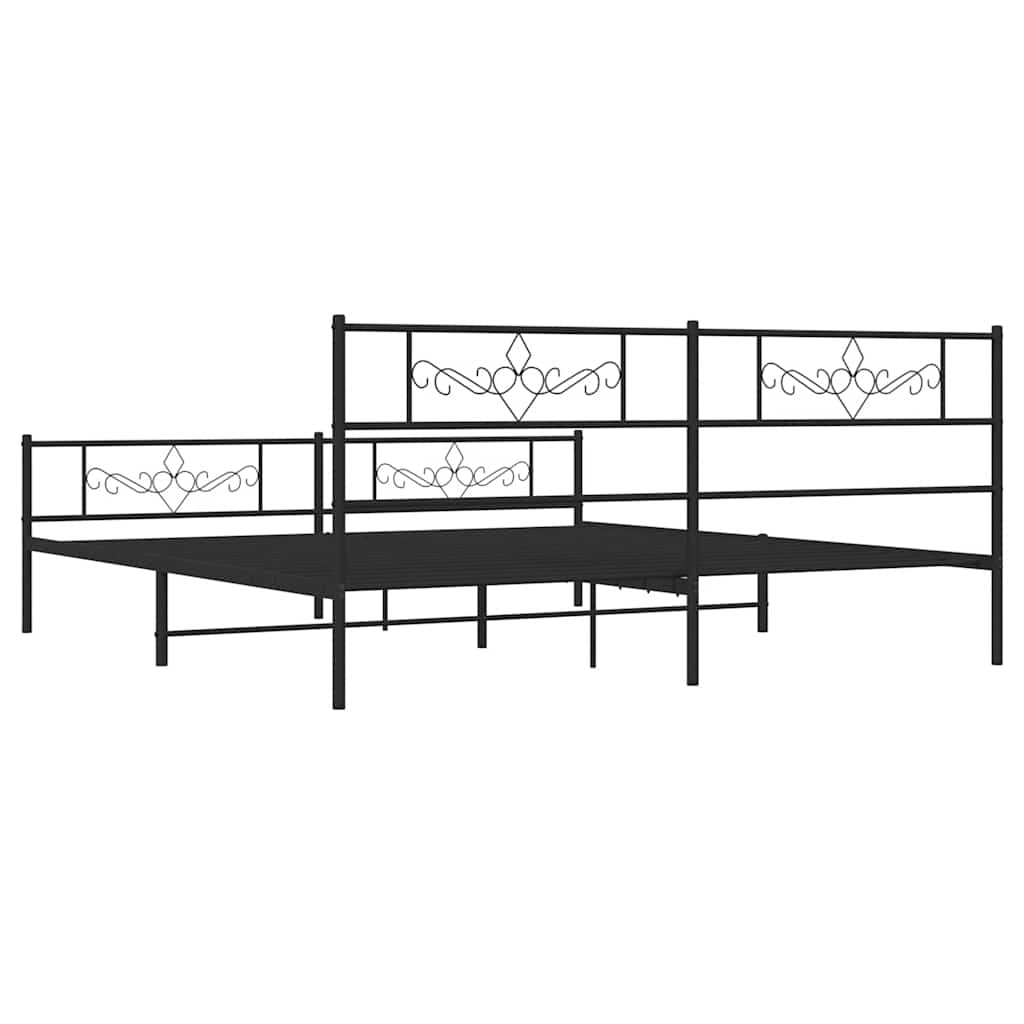 vidaXL Metal Bed Frame without Mattress with Footboard Black 193x203cm