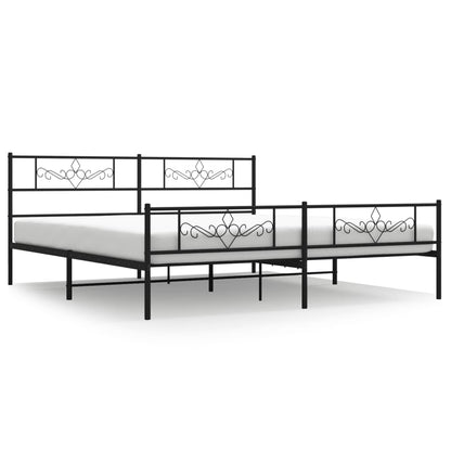 vidaXL Metal Bed Frame without Mattress with Footboard Black 200x200cm