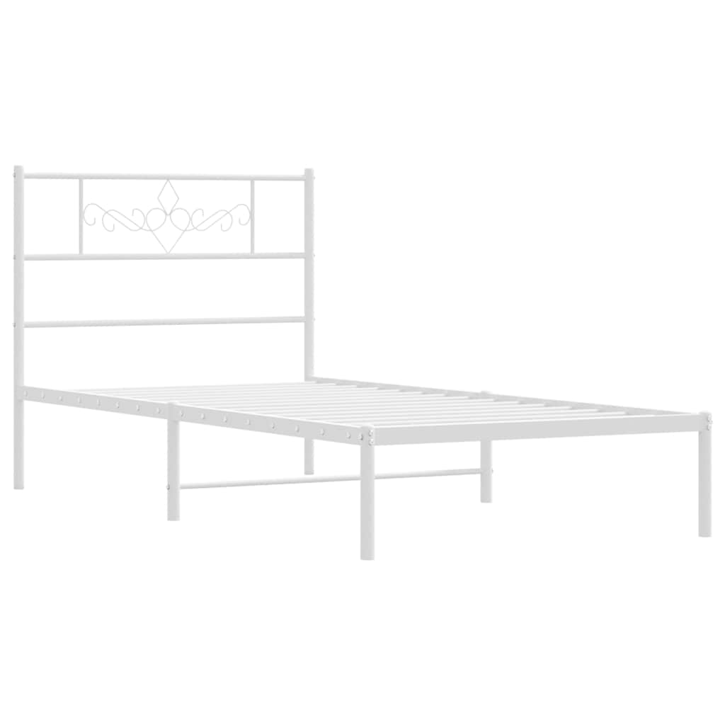 vidaXL Metal Bed Frame without Mattress with Headboard White 100x190cm