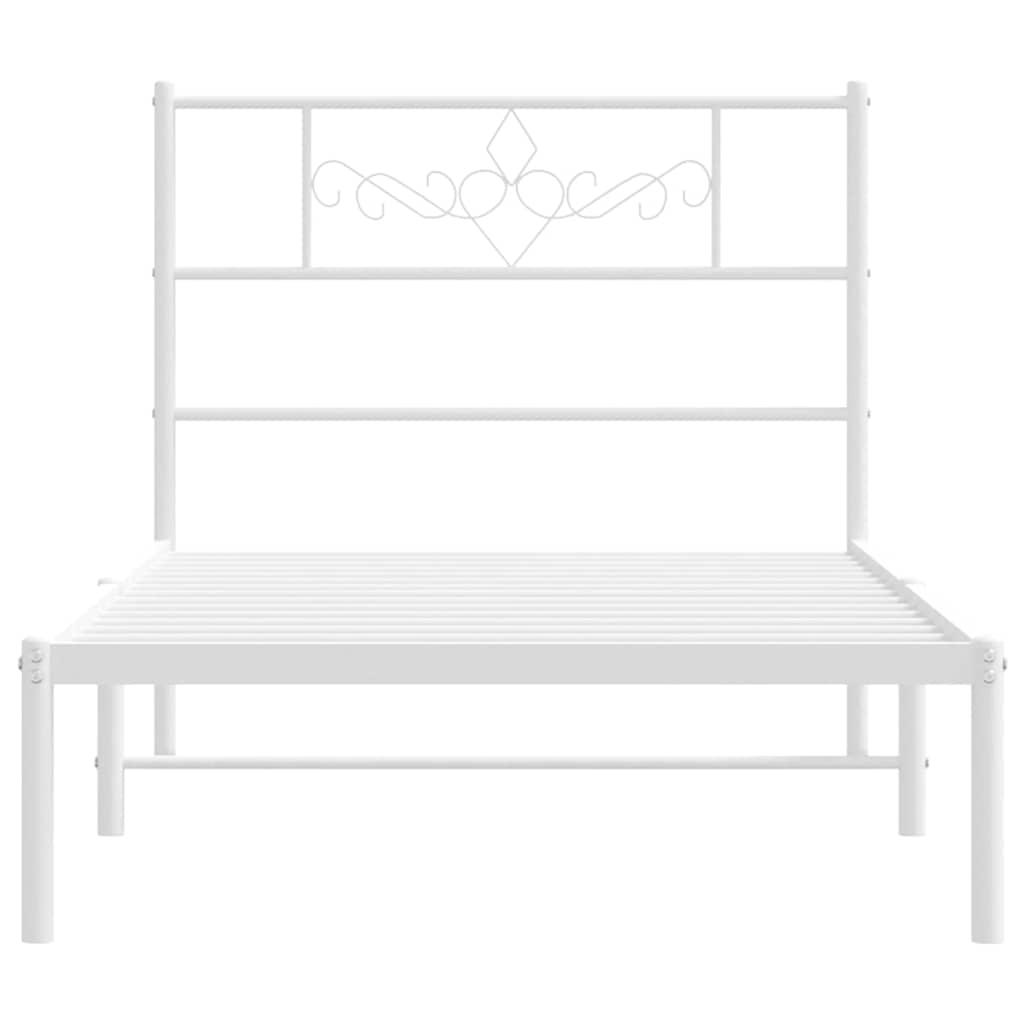 vidaXL Metal Bed Frame without Mattress with Headboard White 100x190cm