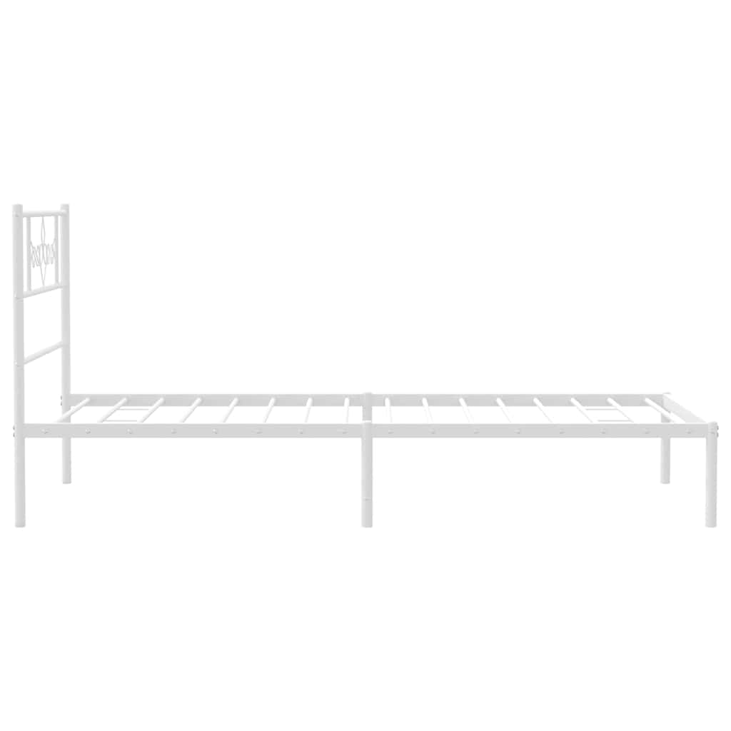 vidaXL Metal Bed Frame without Mattress with Headboard White 100x190cm