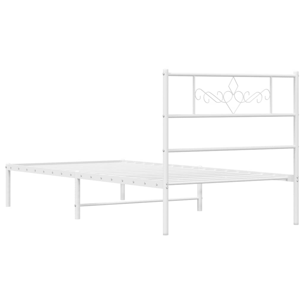 vidaXL Metal Bed Frame without Mattress with Headboard White 100x190cm