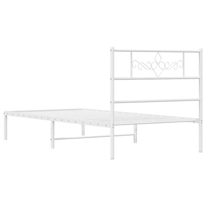 vidaXL Metal Bed Frame without Mattress with Headboard White 100x190cm