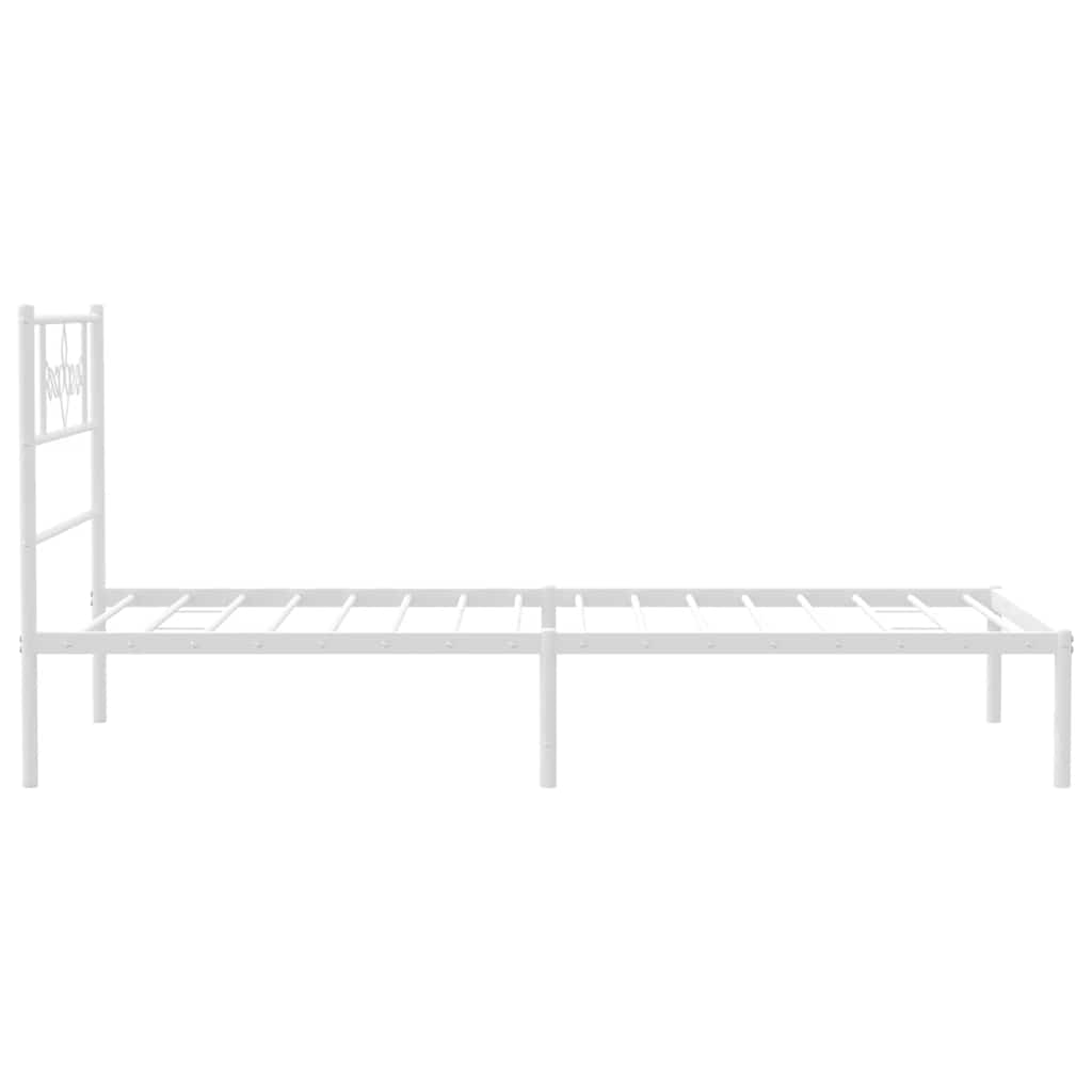 vidaXL Metal Bed Frame without Mattress with Headboard White 100x200cm