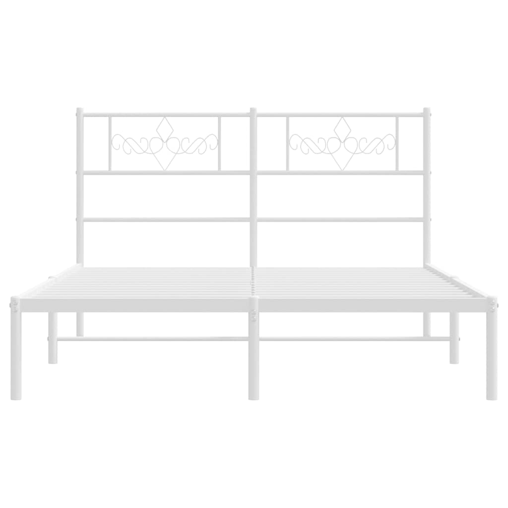 vidaXL Metal Bed Frame without Mattress with Headboard White 135x190cm