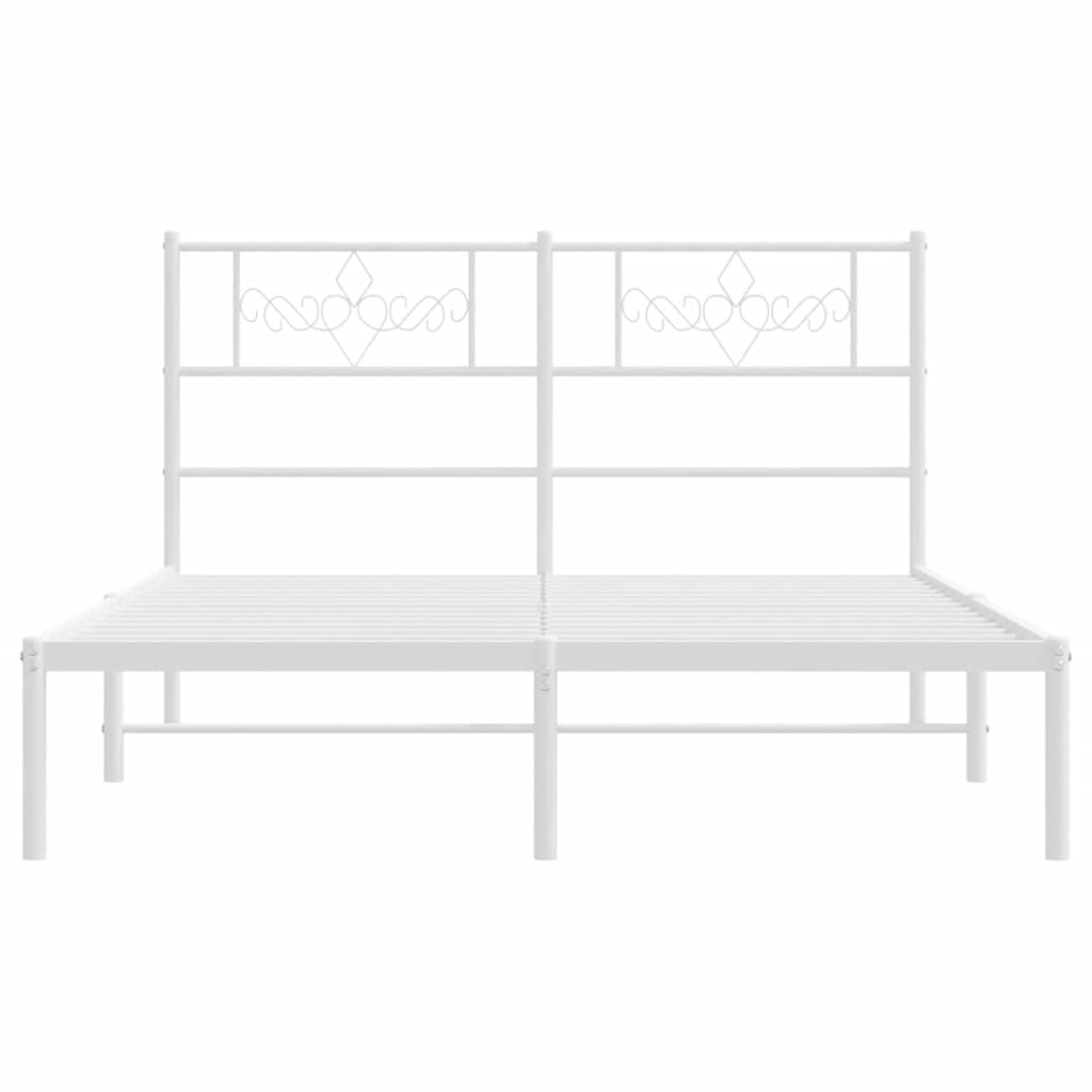 vidaXL Metal Bed Frame without Mattress with Headboard White 150x200cm
