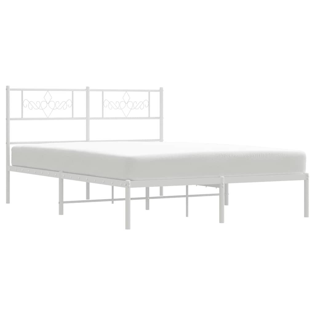 vidaXL Metal Bed Frame without Mattress with Headboard White 150x200cm