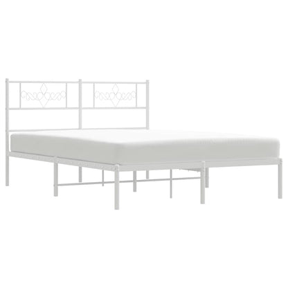 vidaXL Metal Bed Frame without Mattress with Headboard White 150x200cm