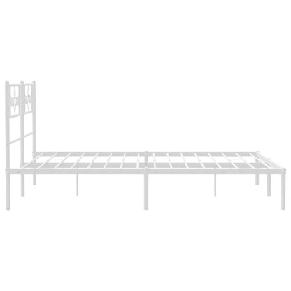 vidaXL Metal Bed Frame without Mattress with Headboard White 150x200cm