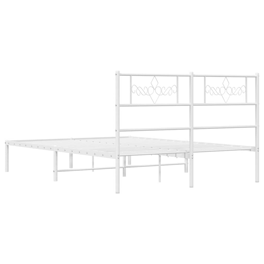 vidaXL Metal Bed Frame without Mattress with Headboard White 150x200cm