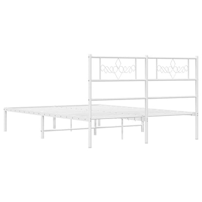 vidaXL Metal Bed Frame without Mattress with Headboard White 150x200cm