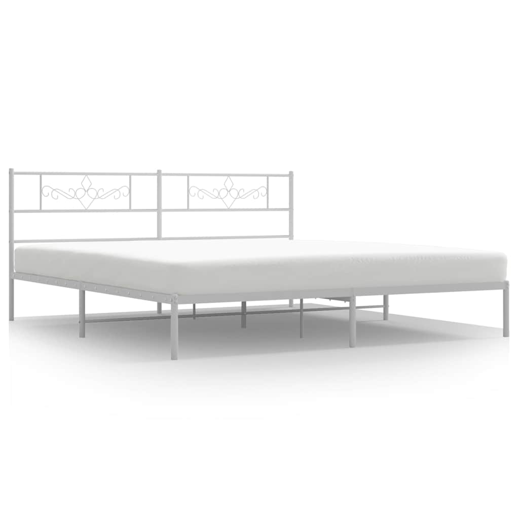 vidaXL Bed Frame | White | Powder-Coated Steel | Double | Bed Frame