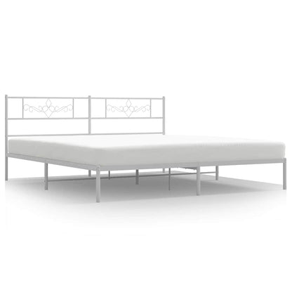 vidaXL Bed Frame | White | Powder-Coated Steel | Double | Bed Frame