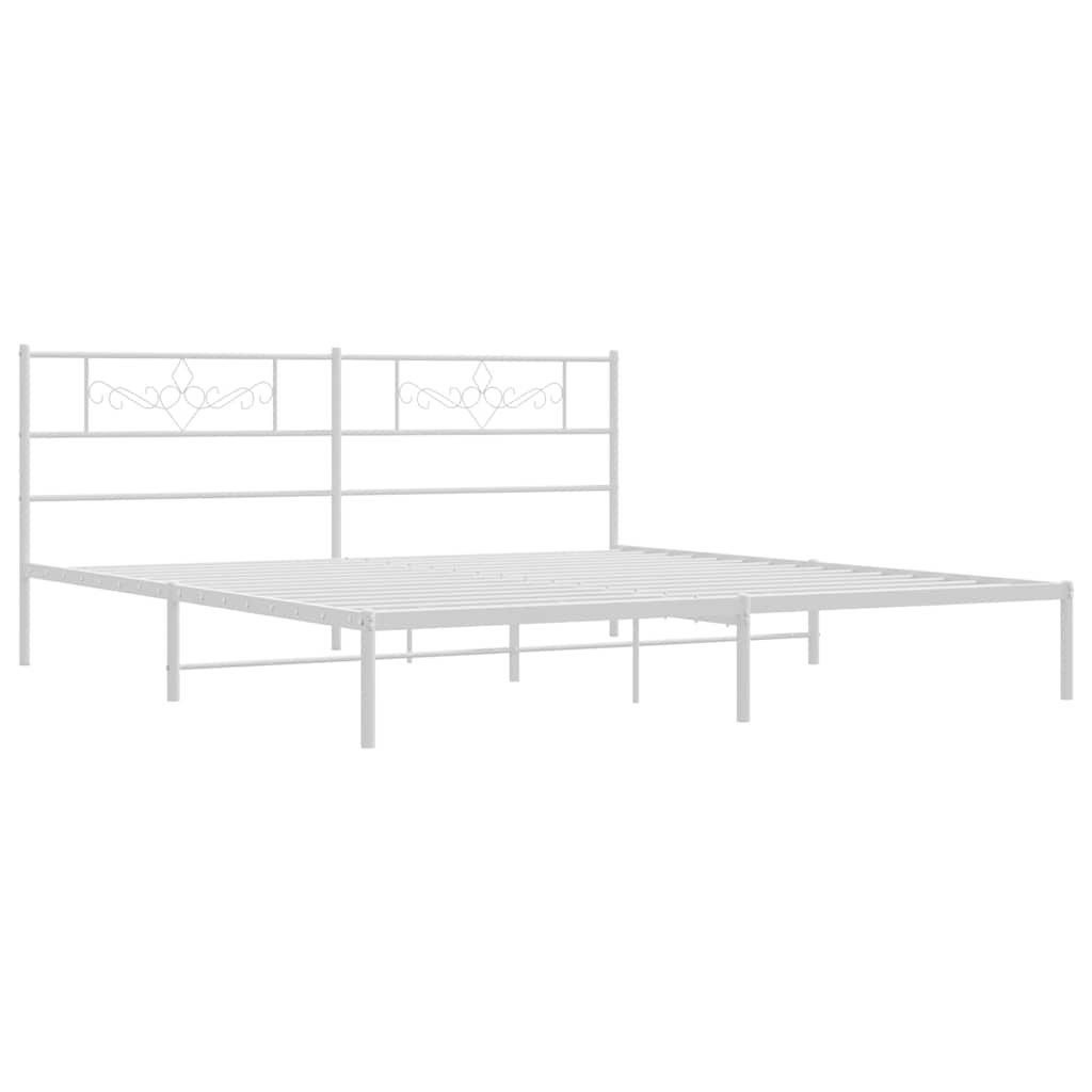 vidaXL Bed Frame | White | Powder-Coated Steel | Double | Bed Frame