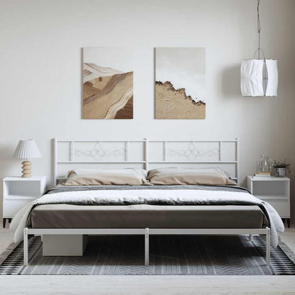vidaXL Bed Frame | White | Powder-Coated Steel | Double | Bed Frame