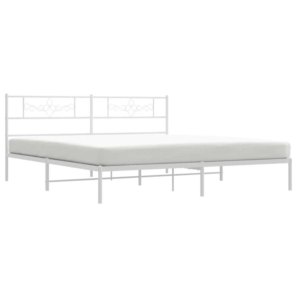 vidaXL Bed Frame | White | Powder-Coated Steel | Double | Bed Frame