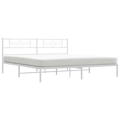 vidaXL Bed Frame | White | Powder-Coated Steel | Double | Bed Frame