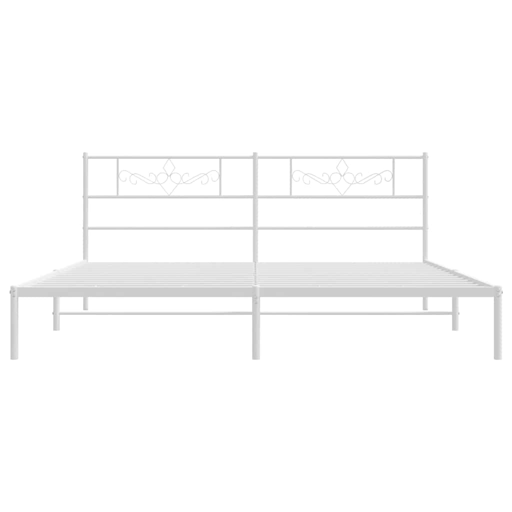 vidaXL Bed Frame | White | Powder-Coated Steel | Double | Bed Frame