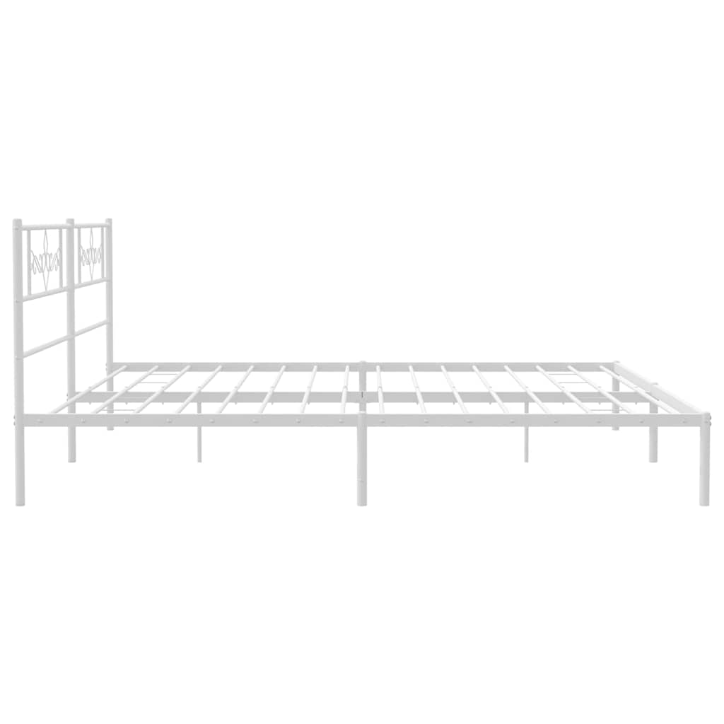 vidaXL Bed Frame | White | Powder-Coated Steel | Double | Bed Frame