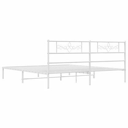 vidaXL Bed Frame | White | Powder-Coated Steel | Double | Bed Frame