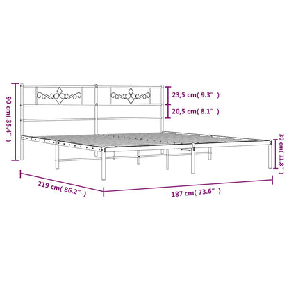 vidaXL Bed Frame | White | Powder-Coated Steel | Double | Bed Frame