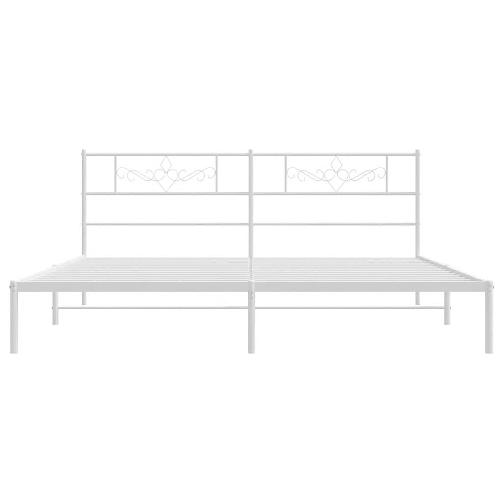 vidaXL Metal Bed Frame without Mattress with Headboard White 193x203cm