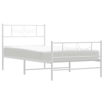 vidaXL Metal Bed Frame without Mattress with Footboard White 100x200cm