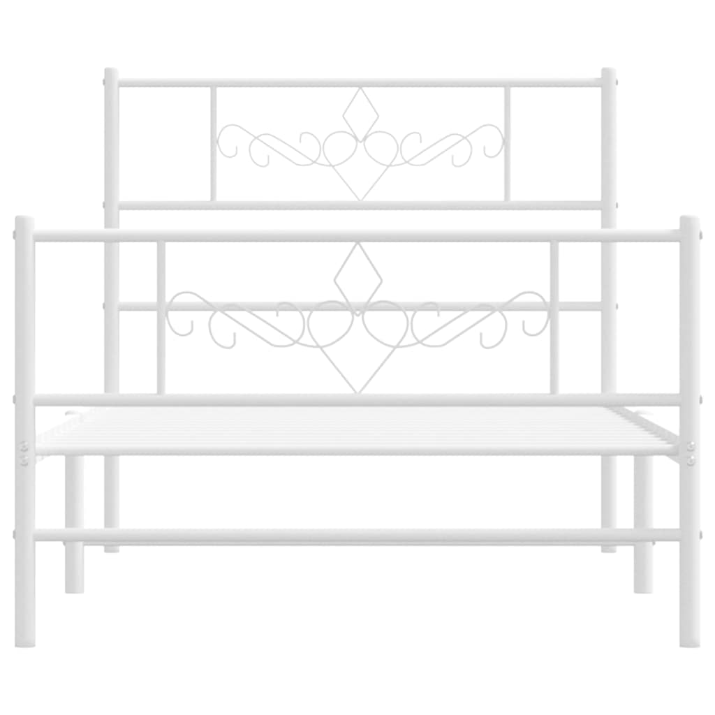 vidaXL Metal Bed Frame without Mattress with Footboard White 100x200cm