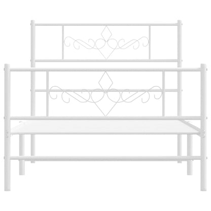 vidaXL Metal Bed Frame without Mattress with Footboard White 100x200cm