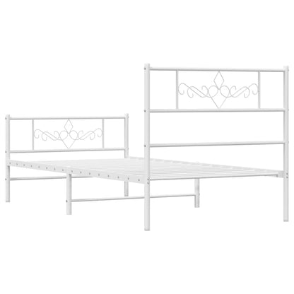 vidaXL Metal Bed Frame without Mattress with Footboard White 100x200cm