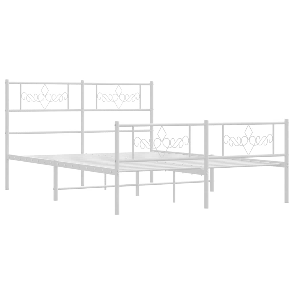 vidaXL Metal Bed Frame without Mattress with Footboard White 135x190cm
