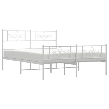 vidaXL Metal Bed Frame without Mattress with Footboard White 135x190cm