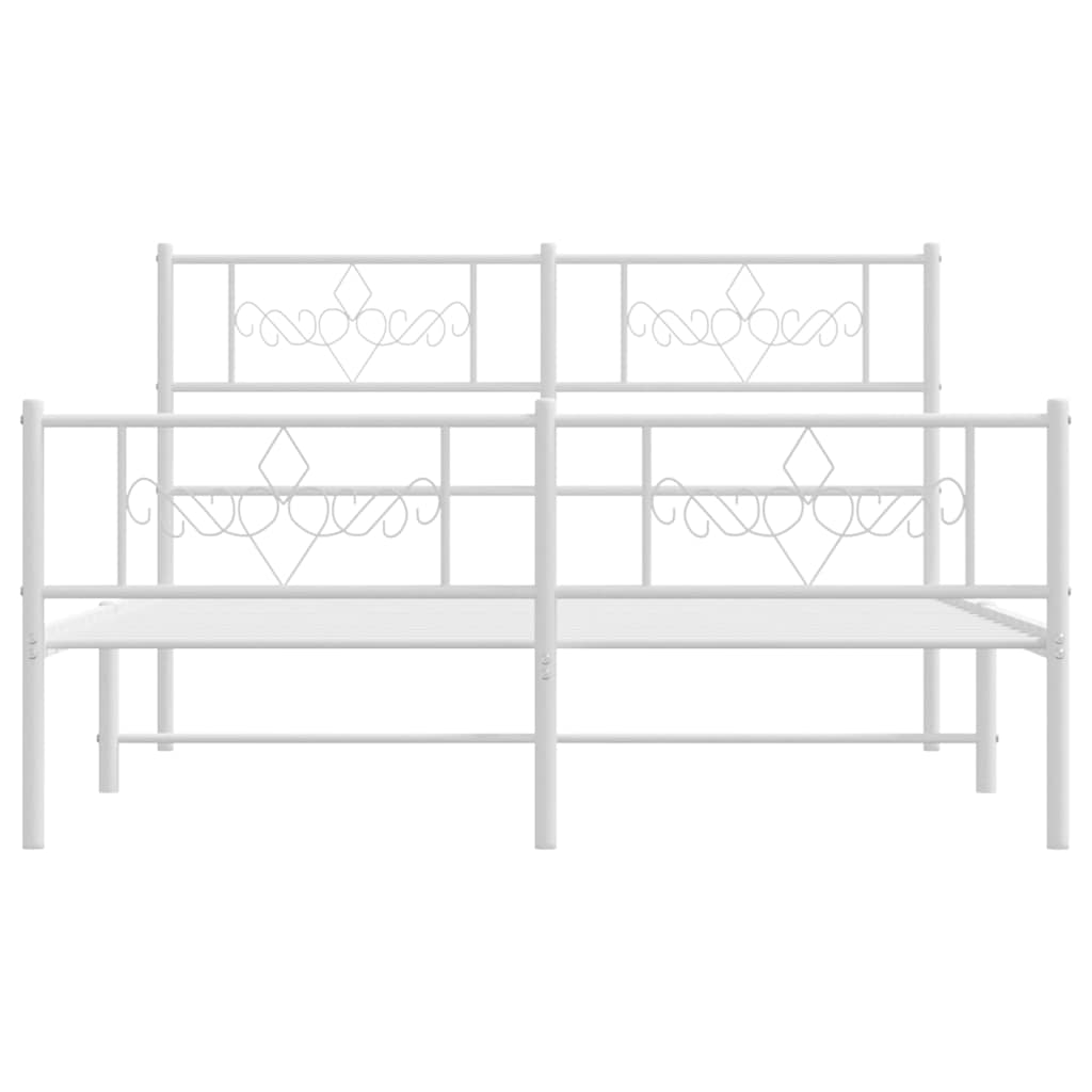 vidaXL Metal Bed Frame without Mattress with Footboard White 135x190cm