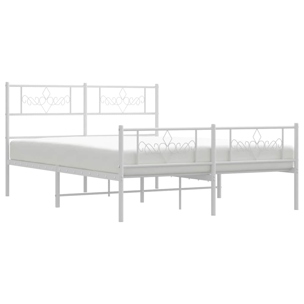 vidaXL Metal Bed Frame without Mattress with Footboard White 150x200cm