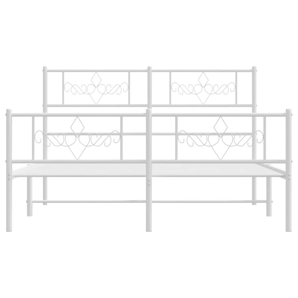 vidaXL Metal Bed Frame without Mattress with Footboard White 150x200cm