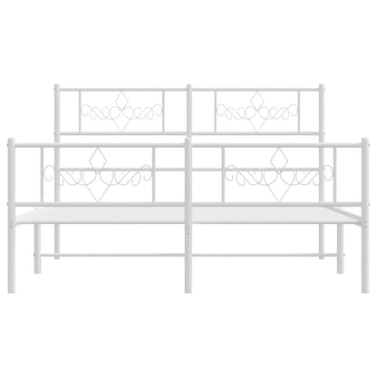 vidaXL Metal Bed Frame without Mattress with Footboard White 150x200cm