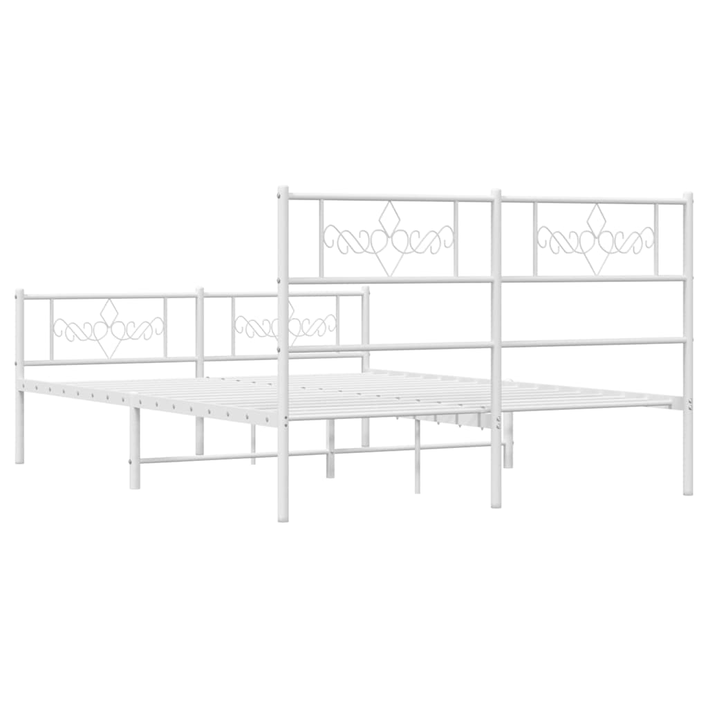 vidaXL Metal Bed Frame without Mattress with Footboard White 150x200cm