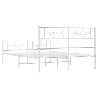 vidaXL Metal Bed Frame without Mattress with Footboard White 150x200cm