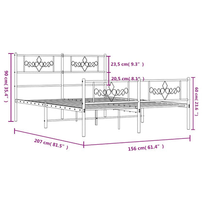 vidaXL Metal Bed Frame without Mattress with Footboard White 150x200cm