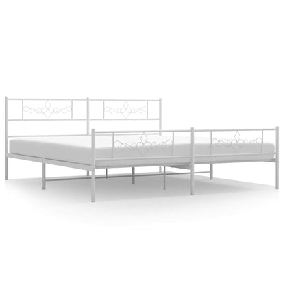 vidaXL Metal Bed Frame without Mattress with Footboard White 193x203cm