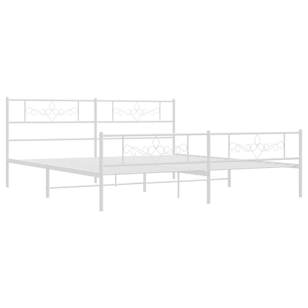vidaXL Metal Bed Frame without Mattress with Footboard White 193x203cm