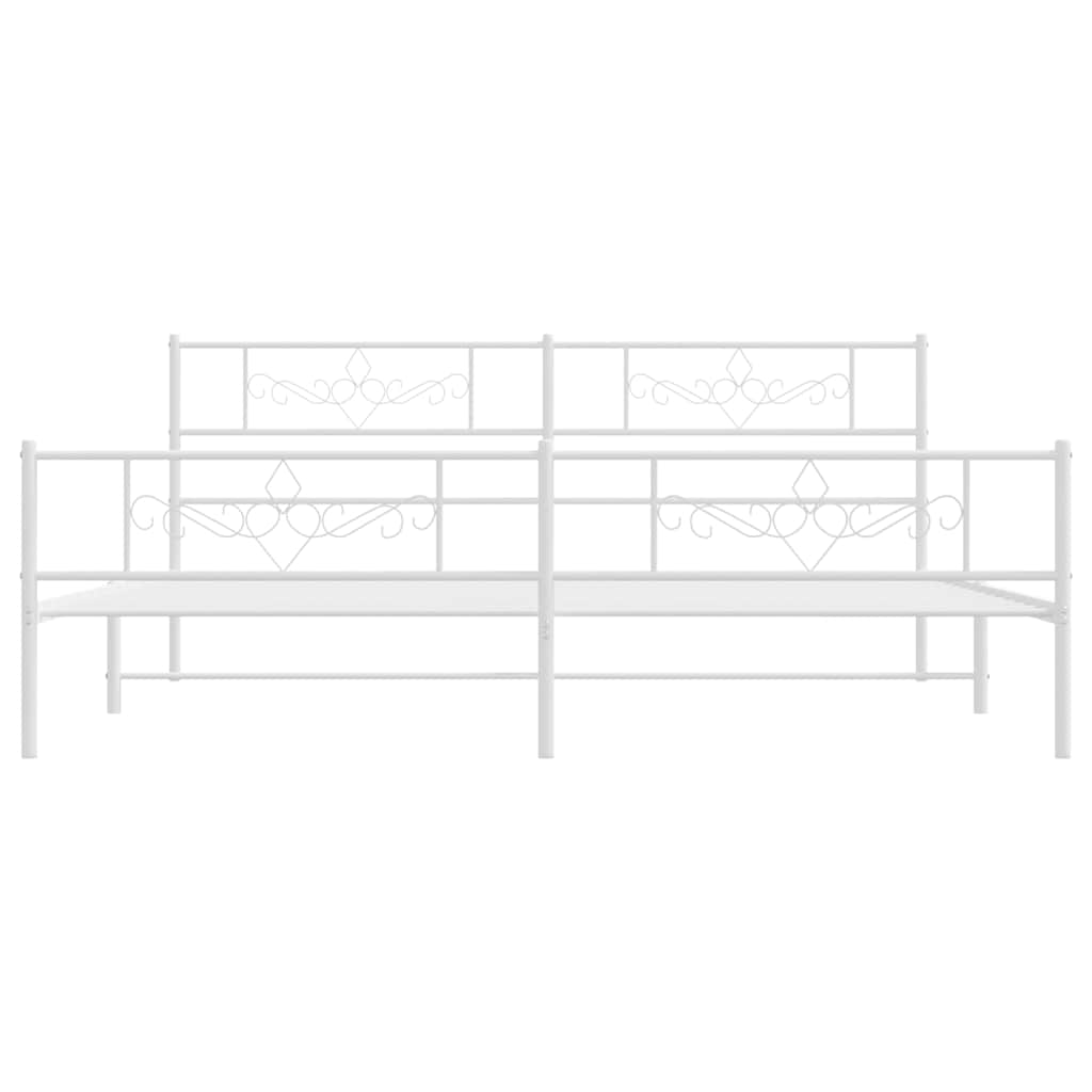 vidaXL Metal Bed Frame without Mattress with Footboard White 193x203cm