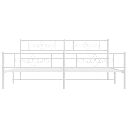 vidaXL Metal Bed Frame without Mattress with Footboard White 193x203cm