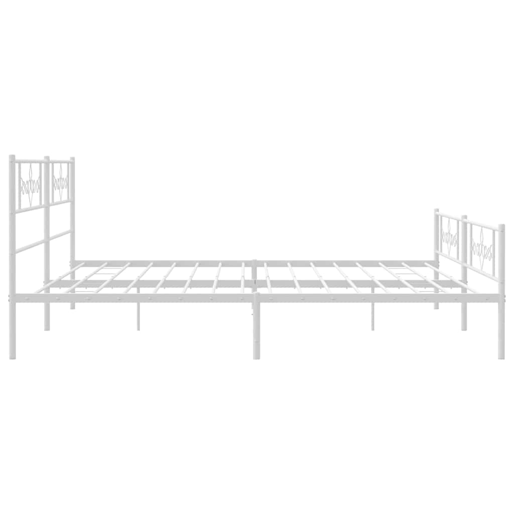 vidaXL Metal Bed Frame without Mattress with Footboard White 193x203cm