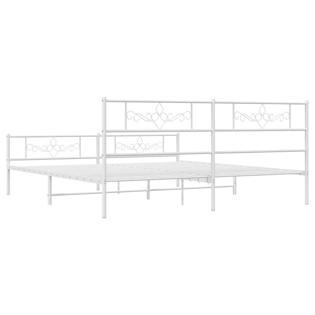 vidaXL Metal Bed Frame without Mattress with Footboard White 193x203cm