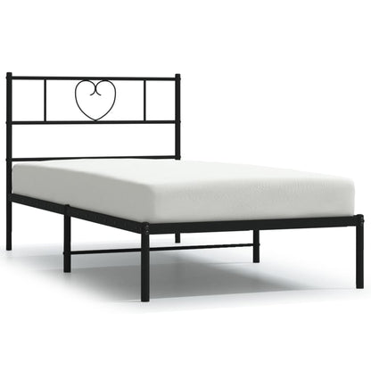 vidaXL Metal Bed Frame without Mattress with Headboard Black 75x190cm