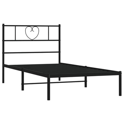 vidaXL Metal Bed Frame without Mattress with Headboard Black 75x190cm