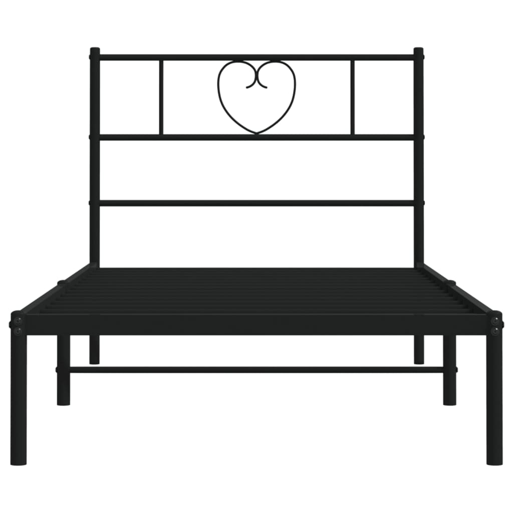 vidaXL Metal Bed Frame without Mattress with Headboard Black 75x190cm