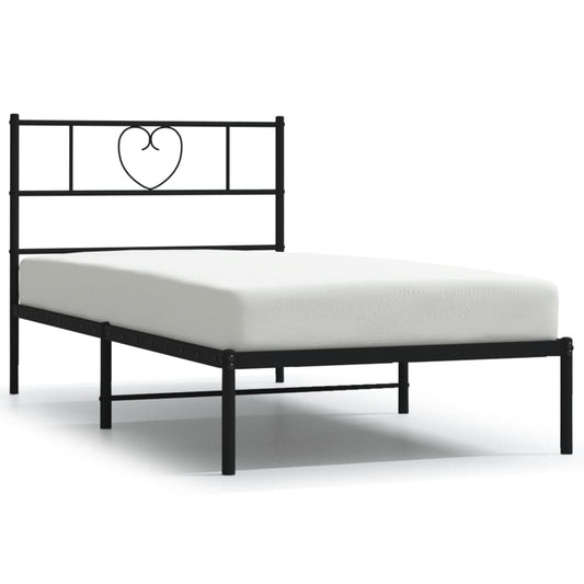 vidaXL Metal Bed Frame without Mattress with Headboard Black 80x200cm
