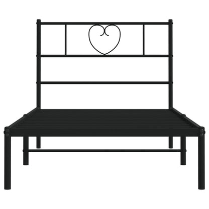vidaXL Metal Bed Frame without Mattress with Headboard Black 80x200cm